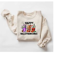 Happy Hallothanksmas Sweater, Hallothanksmas Crewneck, Christmas Sweater, Halloween Shirt, Thanksgiving Sweatshirt, Coff