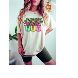 comfort colorswildflower in mason jars shirt, botanical shirt, women wildflowers graphic tshirt, boho botanical chart te