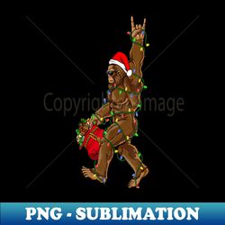 Santa Bigfoot Christmas Lights Rock Funny Sasquatch Believe - Aesthetic Sublimation Digital File - Perfect for Sublimation Mastery
