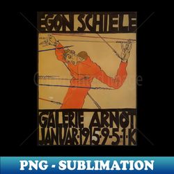 schiele - self portrait at saint sebastian - stylish sublimation digital download - boost your success with this inspirational png download