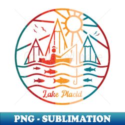 vintage lake placid fishing - premium sublimation digital download - vibrant and eye-catching typography