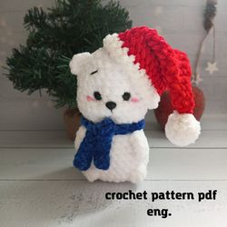 Crochet Pattern Little Polar bear, Crochet Christmas decoration