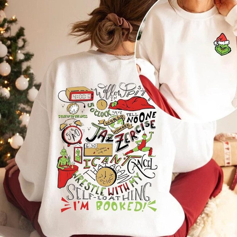 Grinch My Day Im Booked Christmas Sweatshirt, Cute Christmas, Grin Sweatshirt, Christmas Gift Idea, Winter Clothing, Funny Grinch Sweater.png