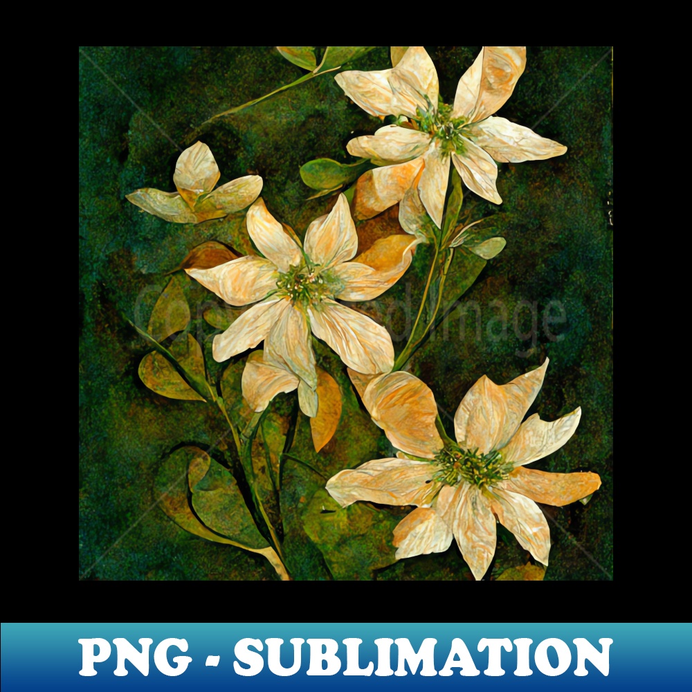PR-20231107-12645_White vintage flowers in a pattern with green stems on a dark green background 8216.jpg
