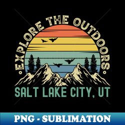 salt lake city utah - explore the outdoors - salt lake city ut colorful vintage sunset - instant png sublimation download - capture imagination with every detail