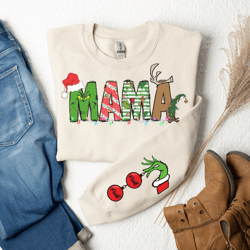 custom mama grnch sweatshirt, mommy grnch kids names sweatshirt, auntie grinch sweatshirt, leopard print, gift for mothe