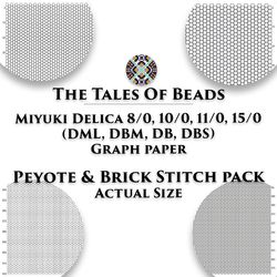Peyote & Brick Stitch Graph Paper Miyuki Delica / Actual Size Seed Bead Graph Paper