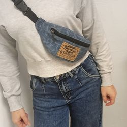 Handmade Small Denim Waist Bag Sling Belt Bag.  Fanny pack, hip bag