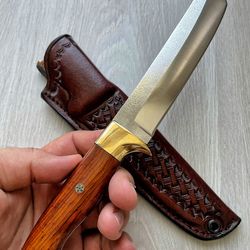 tanto knife n690 steel cocobolo handle -blacksmith made tanto blade hunting knife - camping knife - survival knife with