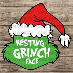 Cute Santa Hat Resting Grinch Face SVG File For Cricut SVG EPS DXF PNG