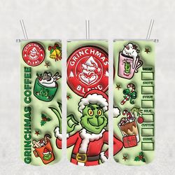 3d inflated the grinchmas christmas png, the grinch png, christmas 20 oz skinny tumbler wrap, christmas movies png