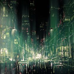 Painting ORIGINAL OIL PAINTING on Canvas, Cyberpunk Painting City Skyline Painting Original Cyberpunk Art by "Walperion"