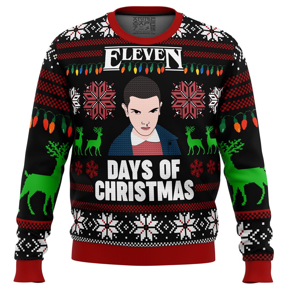 Stranger Things Eleven Days of Xmas All Over Print Ugly Hoodie Zip 3D Hoodie 3D Ugly Christmas Sweater 3D Fleece Hoodie