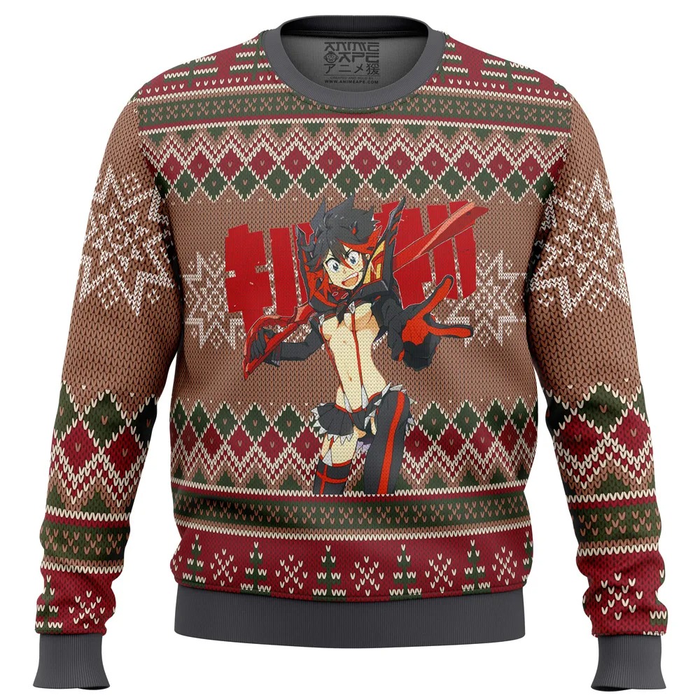 Kill La Kill All Over Print Ugly Hoodie Zip 3D Hoodie 3D Ugly Christmas Sweater 3D Fleece Hoodie