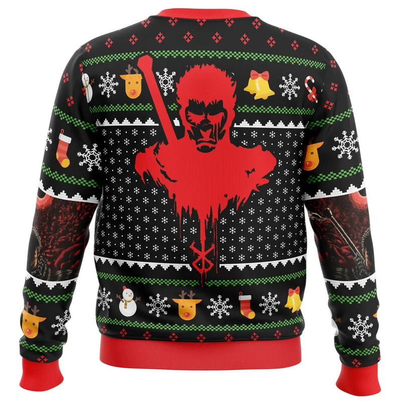 Guts Santa Claus Berzerk All Over Print Ugly Hoodie Zip 3D Hoodie 3D Ugly Christmas Sweater 3D Fleece Hoodie