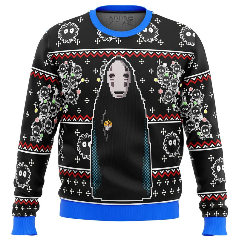 SPIRITED AWAY No Face All Over Print Ugly Hoodie Zip 3D Hoodie 3D Ugly Christmas Sweater 3D Fleece Hoodie