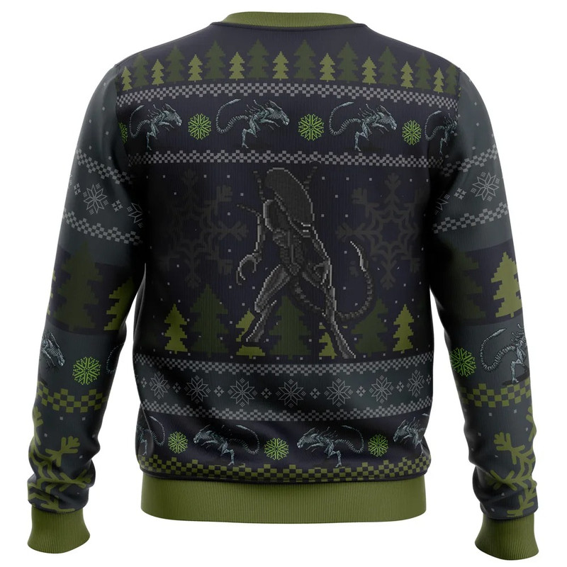 A Christmas Bug Hunt Xenomorph All Over Print Ugly Hoodie Zip 3D Hoodie 3D Ugly Christmas Sweater 3D Fleece Hoodie