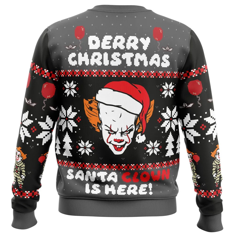 Derry Christmas Pennywise the Clown All Over Print Ugly Hoodie Zip 3D Hoodie 3D Ugly Christmas Sweater 3D Fleece Hoodie