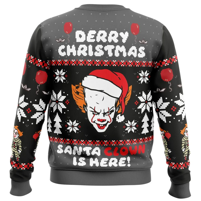 Derry Christmas Pennywise the Clown All Over Print Ugly Hoodie Zip 3D Hoodie 3D Ugly Christmas Sweater 3D Fleece Hoodie