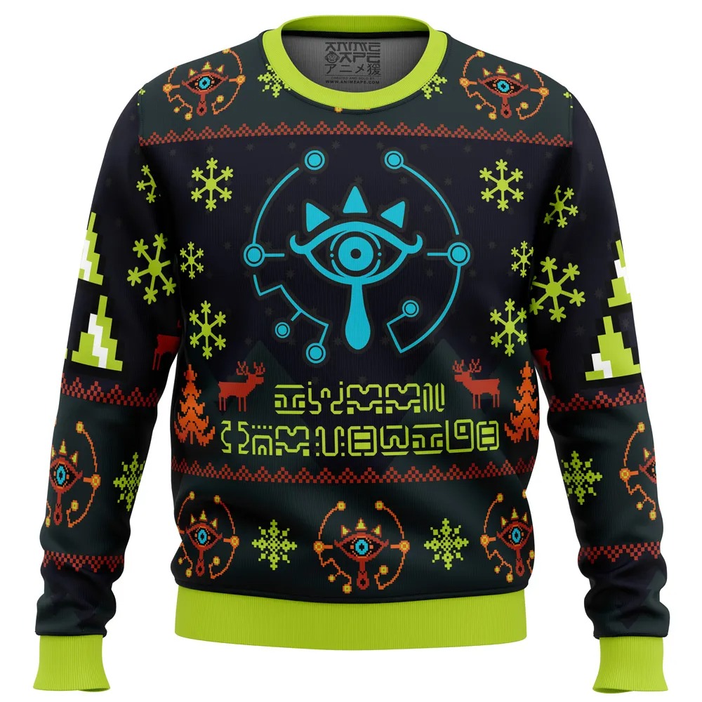 Sheikah Legend of Zelda All Over Print Ugly Hoodie Zip 3D Hoodie 3D Ugly Christmas Sweater 3D Fleece Hoodie