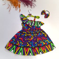 Multicolored Dress For Girls, Toddlers Dresses, Dresses For Babies, Birthday Party Gift Dress, African Print