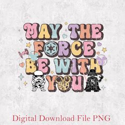 vintage disney star wars may the force be with you png, personalized mickey star wars characters png, galaxy's edge png