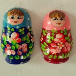 Set of 2 refrigerator Matryoshka magnet fridge Russian souvenir handmade of natural wood eco-friendly handmade painting