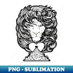 heart of a lion - black outlined version - png sublimation digital download - bold & eye-catching