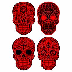 sugar skull svg , sugar skull silhouette, skull bundle svg, sugar skull cut files, day of the dead svg
