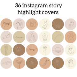 36 sketch instagram highlight icons. minimalist instagram highlights images. neutral social media icons.