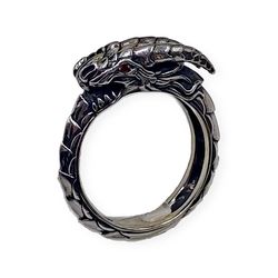 ring dragon ouroboros, code 700840ym, completely 925 sterling silver, insert cz