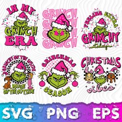 Retro Pink Christmas Svg Bundle, Pink Christmas Png, Christmas Svg, Grinch Svg, Grinch Christmas Png, Grinch Christmas