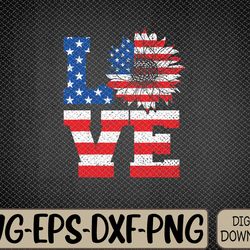 american flag sunflower love, 4th of july svg, eps, png, dxf, digital download