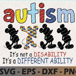 autism is a different ability svg, autism mickey mouse, autism awareness month, cut file, ready to press,cutting files,s