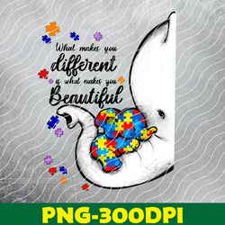 what makes you different is what makes you beautiful, elephant mom autism child, autism awareness svg, png, eps, downlo