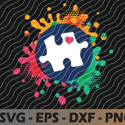 autism awareness puzzle piece love autistic support svg, eps, png, dxf, digital download