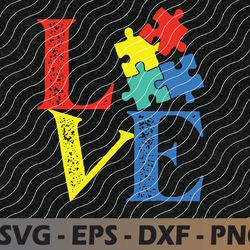 love puzzle cute autism awareness svg, eps, png, dxf, digital download