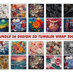 Bundle 36 Design 3D Tumbler Wrap 20oz, Tumbler Bundle Design, Sublimation Tumbler Bundle, 20oz Skinny Tumbler  17