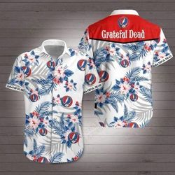 grateful dead hawaiian shirt white men women beach wear short sleeve hawaii shirt