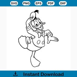 Donald duck svg free, disney svg, outline svg, instant download, animal svg, silhouette cameo, cartoon svg, free vector