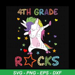 4th grade rocks, birthday svg, unicorn, unicorn 4th grade rocks, 4th grade rocks 4th birthday svg, 4th birthday party, u