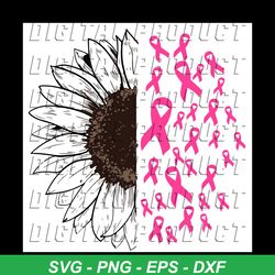 sunflower vector, breast cancer svg, breast cancer sunflower, sunflower svg, cancer svg, survivor svg, cancer awareness,