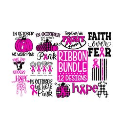 breast cancer bundle, breast cancer svg, october bundle, sunflower pink png, breast cancer gift, in october we wear pink