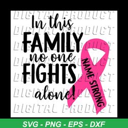 in this family no one fights alone, breast cancer svg, breast cancer gift, cancer awareness, cancer ribbon svg, breast c