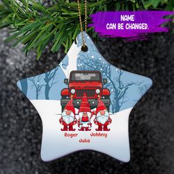 christmas gnomes jeep star ornament gift