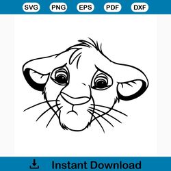 Simba free svg, the lion king svg, disney svg, instant download, outline svg, cartoon svg, lion king svg, animal svg, fr