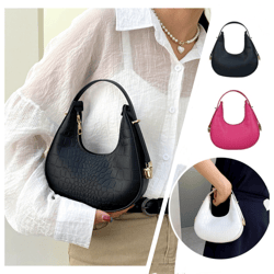 Women Luxury Underarm Bag Half Moon Adjustable Strap Hobo Bag Fashion Design Solid Color PU Leather Shoulder Bags
