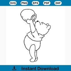 Winnie the pooh svg free, bear winnie svg, disney svg, instant download, cartoon svg, outline svg, free disney shirt svg