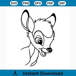 Bambi svg free, disney svg, cartoon svg, instant download, shirt design, deer svg, outline svg, free vector files, silho