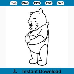 Bear winnie svg free, winnie the pooh svg, disney svg, instant download, outline svg, cartoon svg, best disney svg files